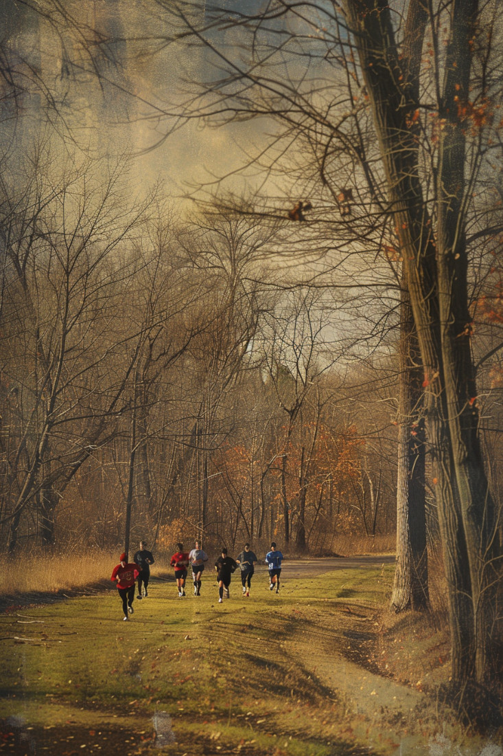 Group running in Marysville Ohio park